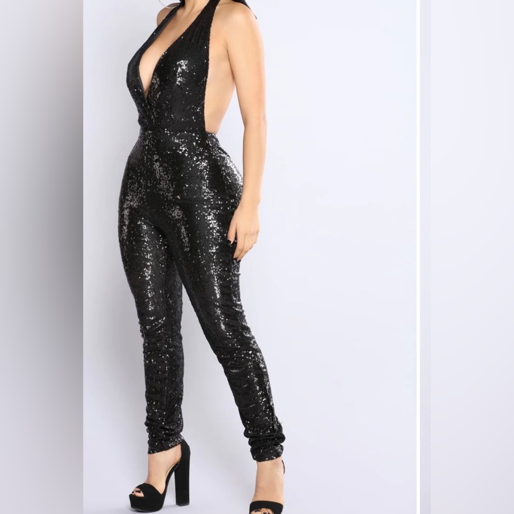 Black sequin jumpsuit